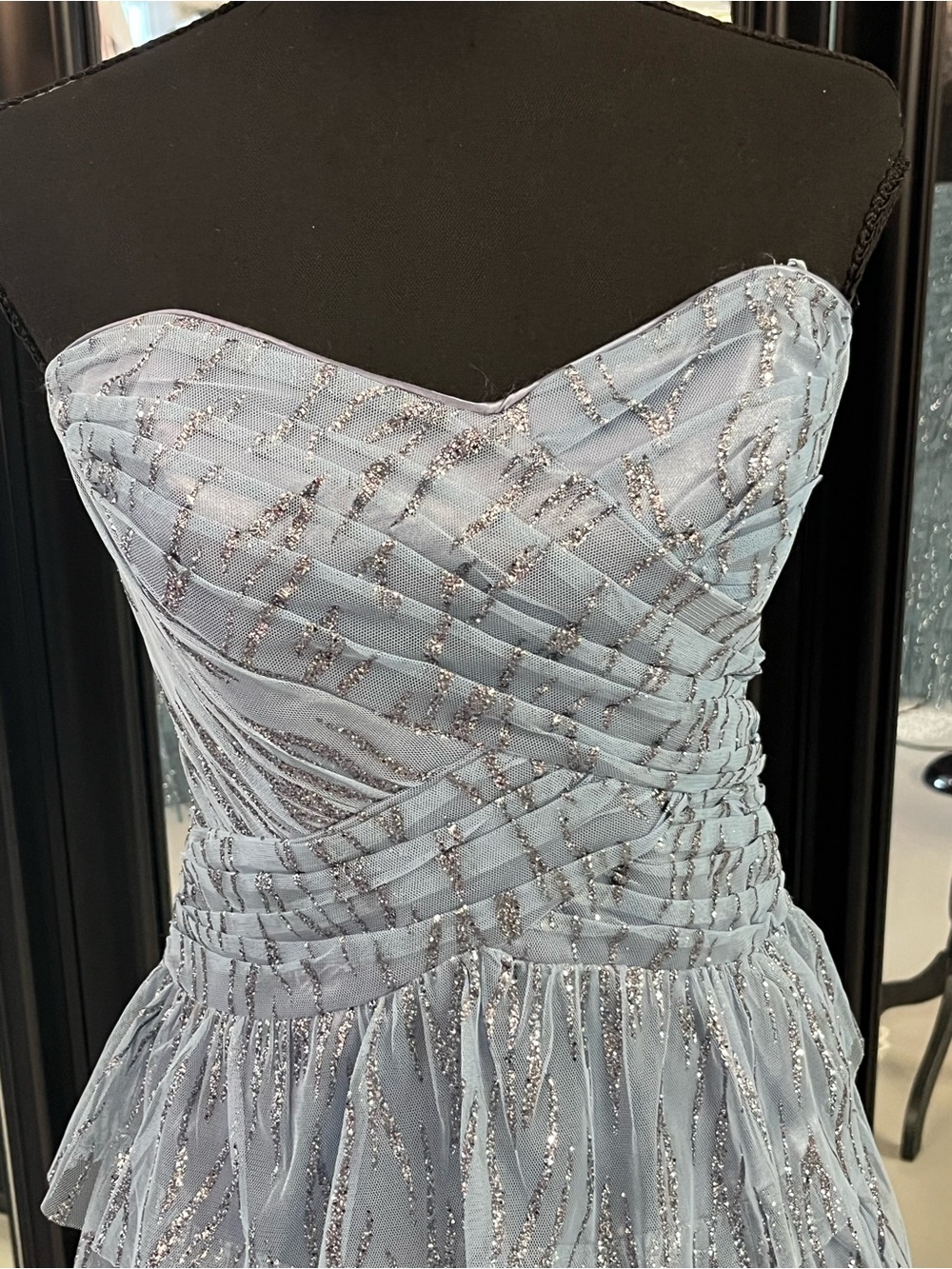 Jump Strapless Light Blue Layered Ruffle Prom Dress - Picture 3 of 3